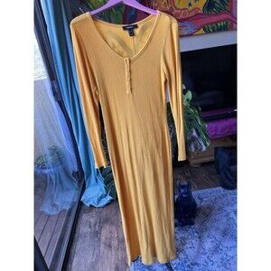 Forever 21+ Mustard Yellow Long Sleeve Dress Size OX Soft Rayon Blend